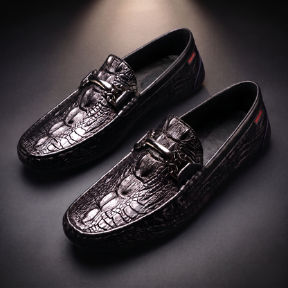 Cosimo Croc Leather Loafers Black — studio