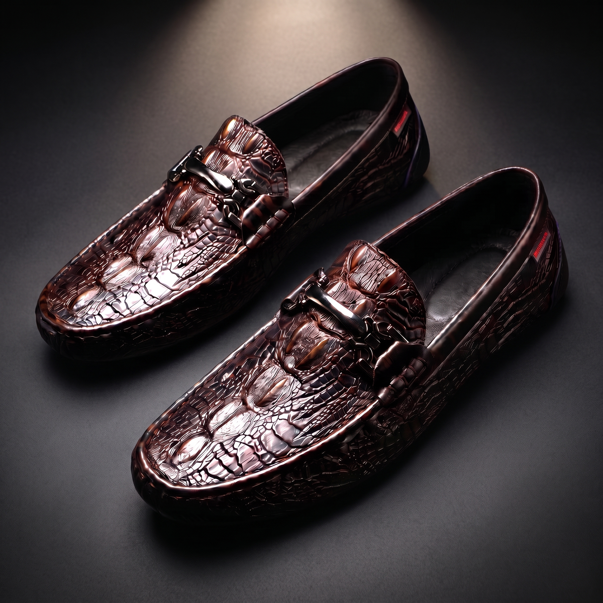Cosimo Croc Leather Loafers Brown — studio