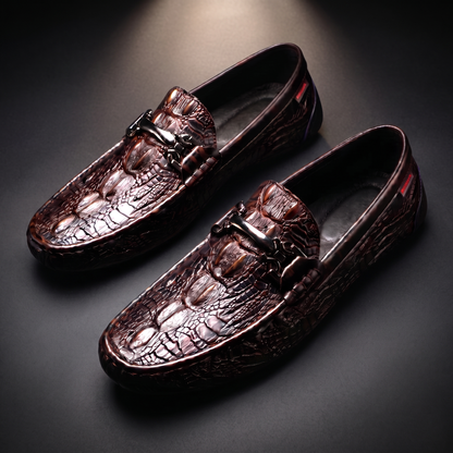 Cosimo Croc Leather Loafers Brown — studio