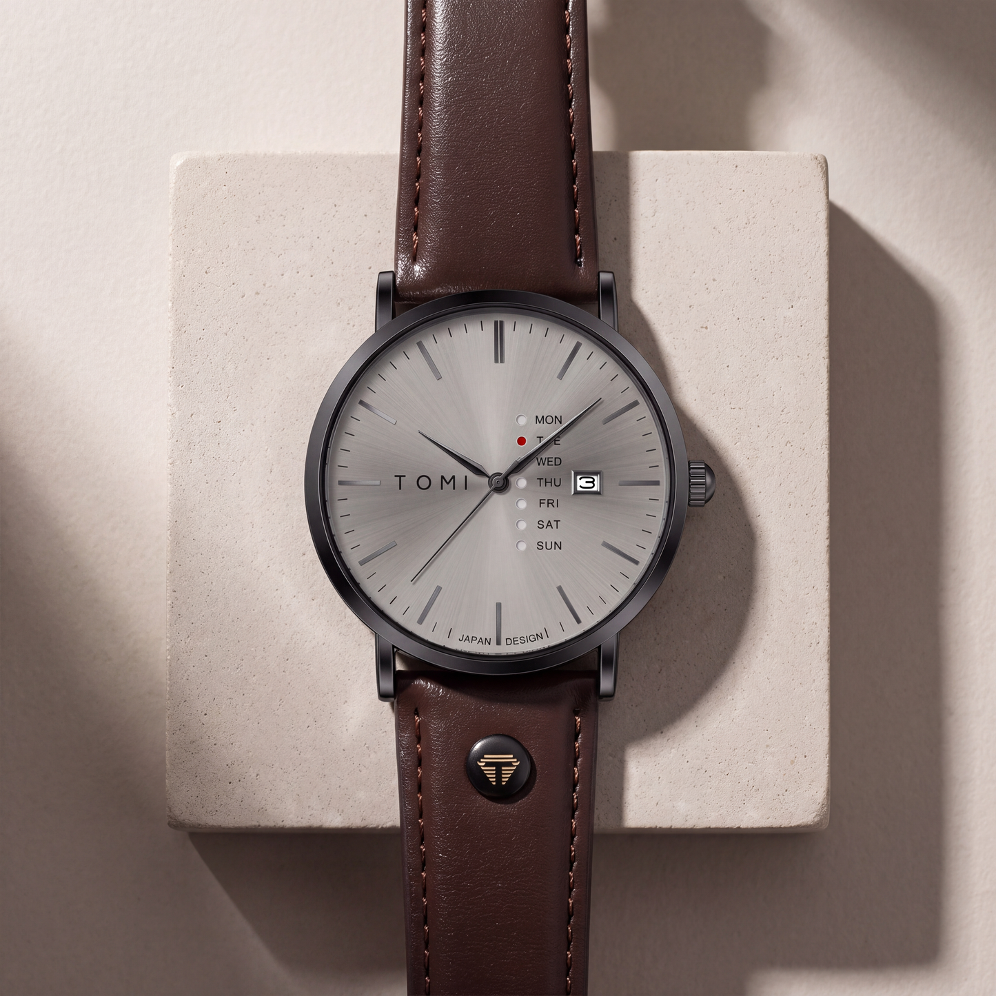 Dalton-Calendar-Watch Black Coffee — flatlay 2