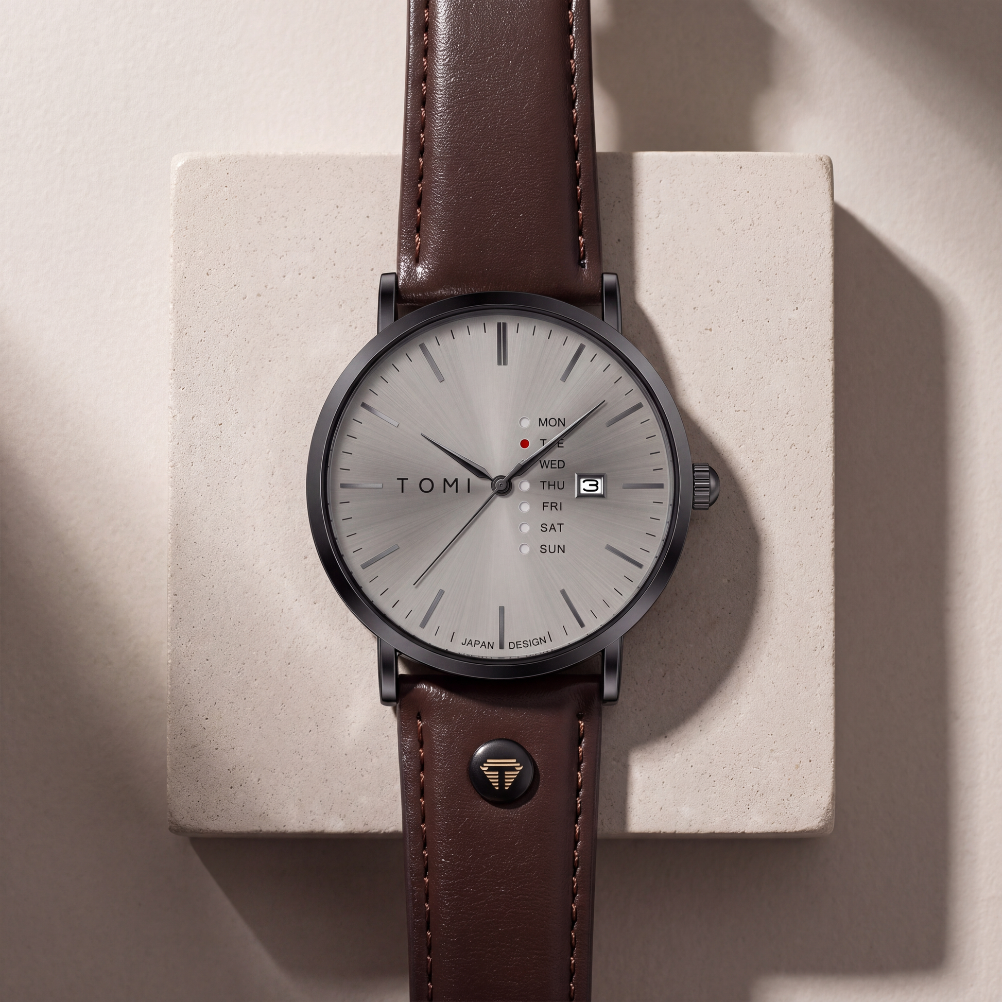 Dalton-Calendar-Watch Black Coffee — flatlay 2