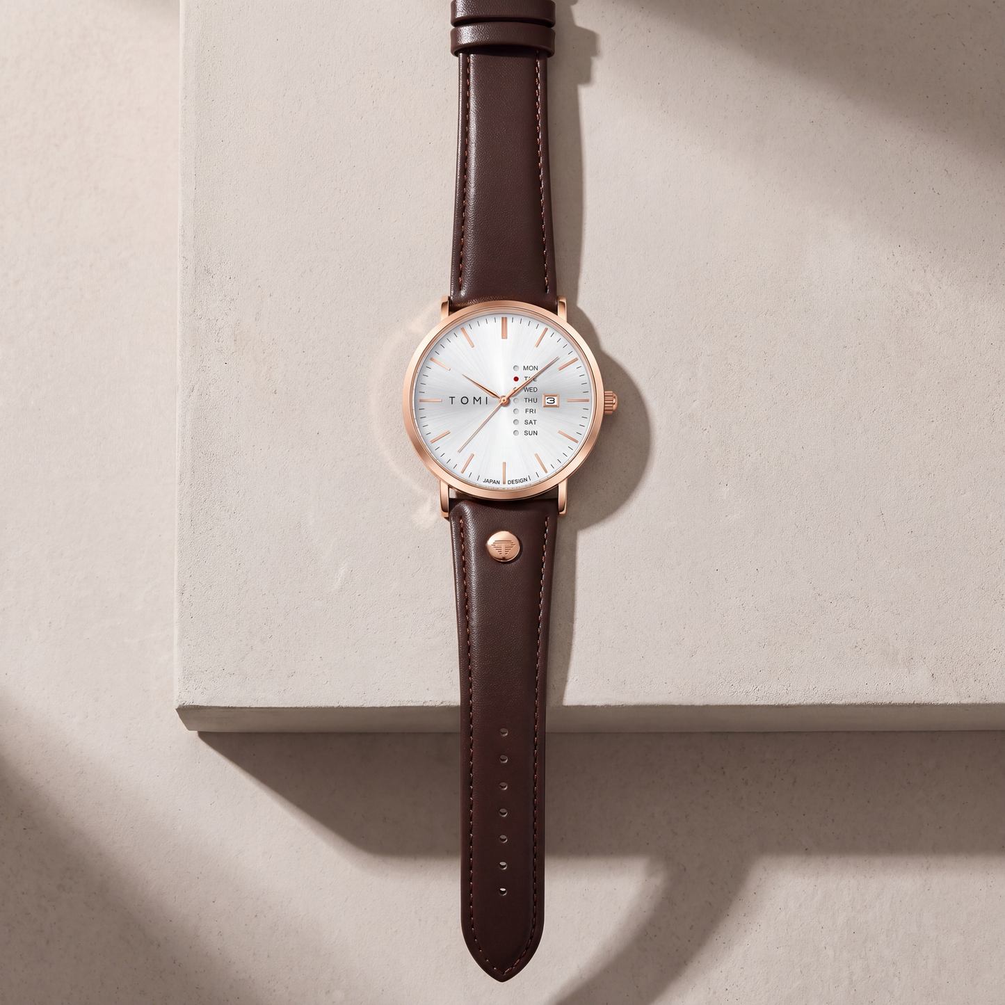 Dalton-Calendar-Watch Rosegold Brown — flatlay 1