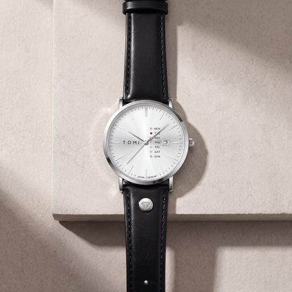 Dalton-Calendar-Watch Silver Black — flatlay 1