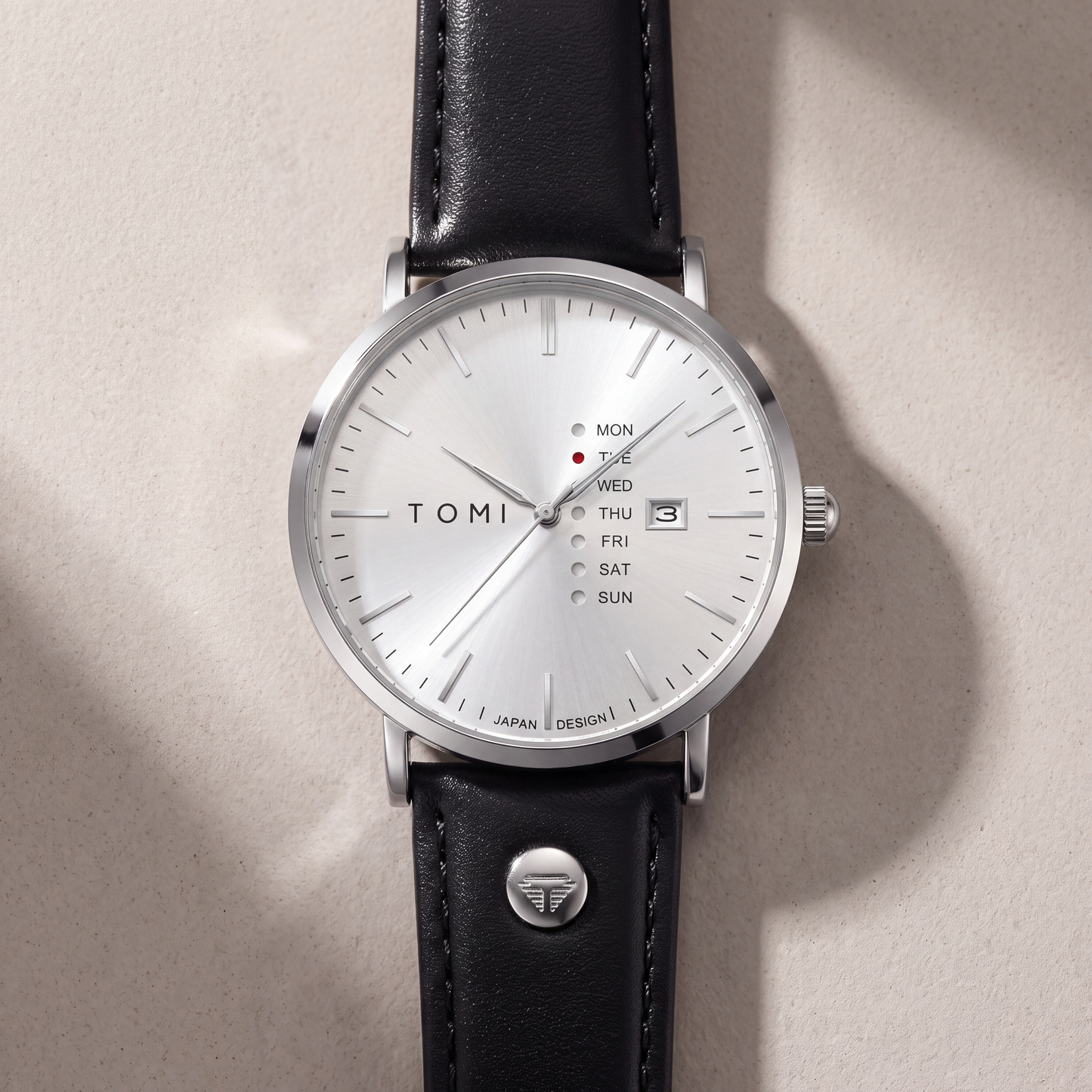Dalton-Calendar-Watch Silver Black — flatlay 2