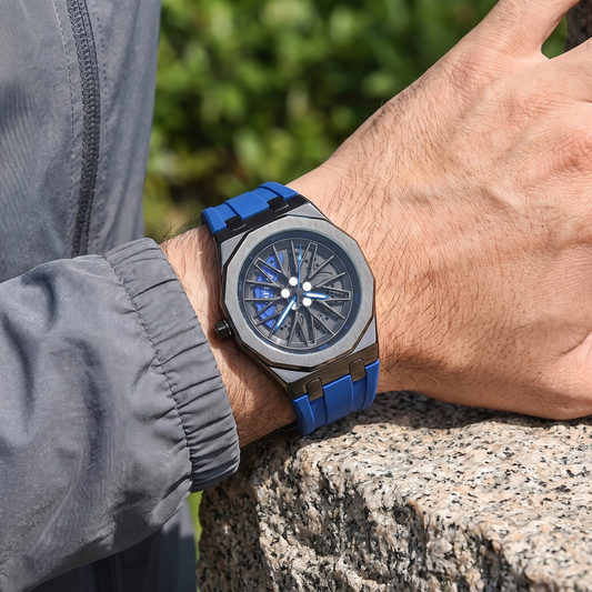 Dax-Octagon-Sport-Watch Cobalt Blue — on model