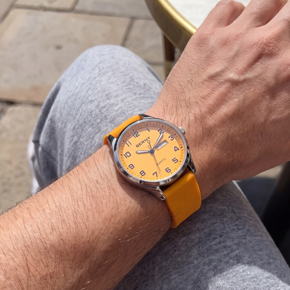 Dayton-Silicone-Sport-Watch Marigold — on model