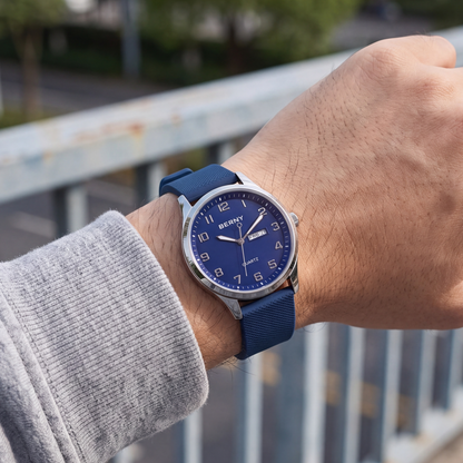 Dayton-Silicone-Sport-Watch Navy — on model