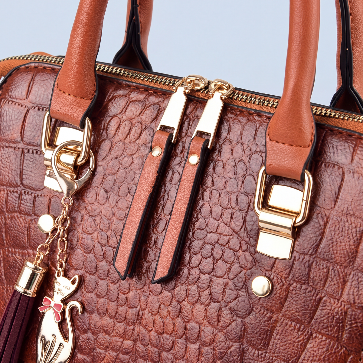 Della Croc Print Handbag