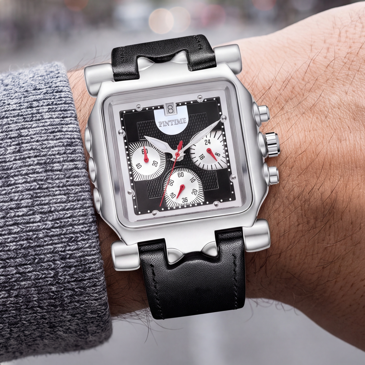 Dorset Square Watch Black & White — on model