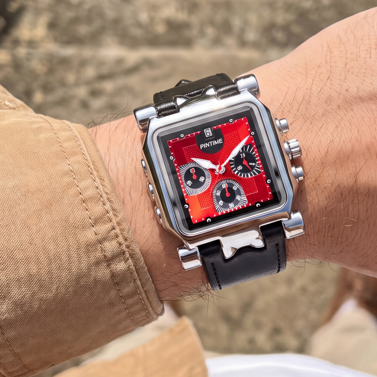 Dorset Square Watch Red — on model