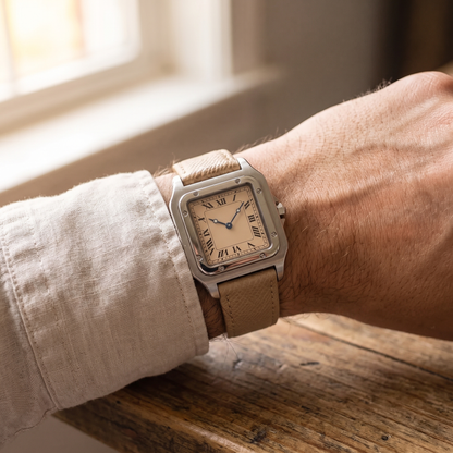 Ellis-Champagne-Strap-Watch Champagne — on model