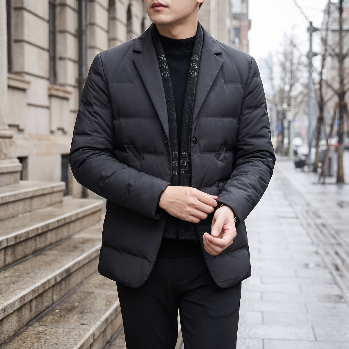 Everest Duck Down Coat — on model