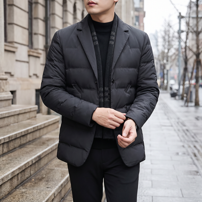 Everest Duck Down Coat — on model
