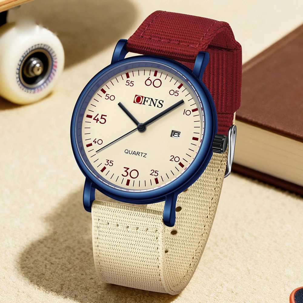 Fenwick-Nylon-Field-Watch Red Blue — studio 1