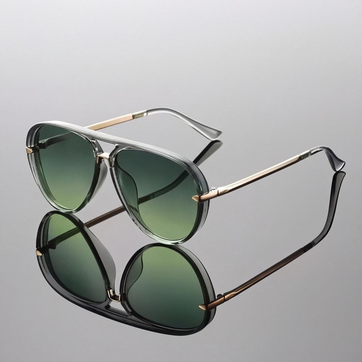 Fiora Gradient Aviator Sunglasses in Forest Green