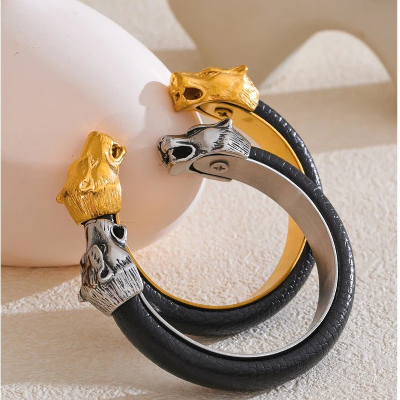 Maddox wolf cuff bracelet in gold and silver tones