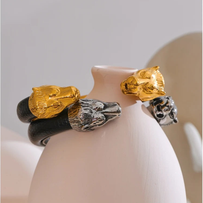 Maddox wolf head cuff bracelet close detail