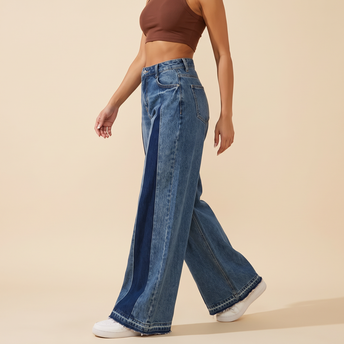 Giada Two-Tone Flare Jeans