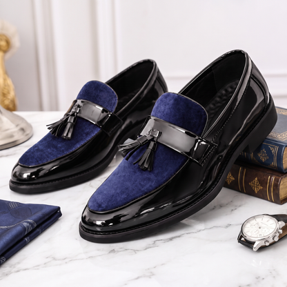 Gianni Patent Tassel Loafers Navy — flatlay 1