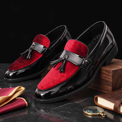 Gianni Patent Tassel Loafers Red — flatlay 2