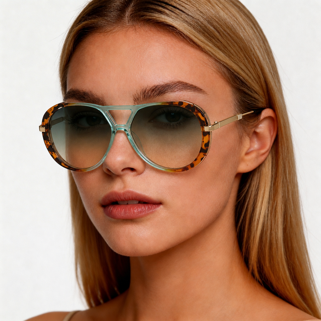Goldie Teal Tortoise — on female model