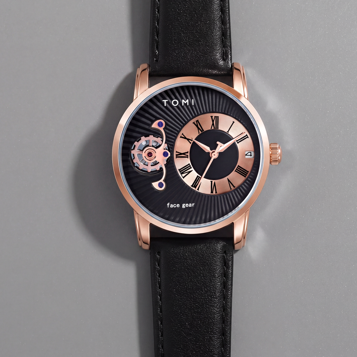 Grayson-Minimalist-Watch-Set Black Rose Gold — flatlay 1