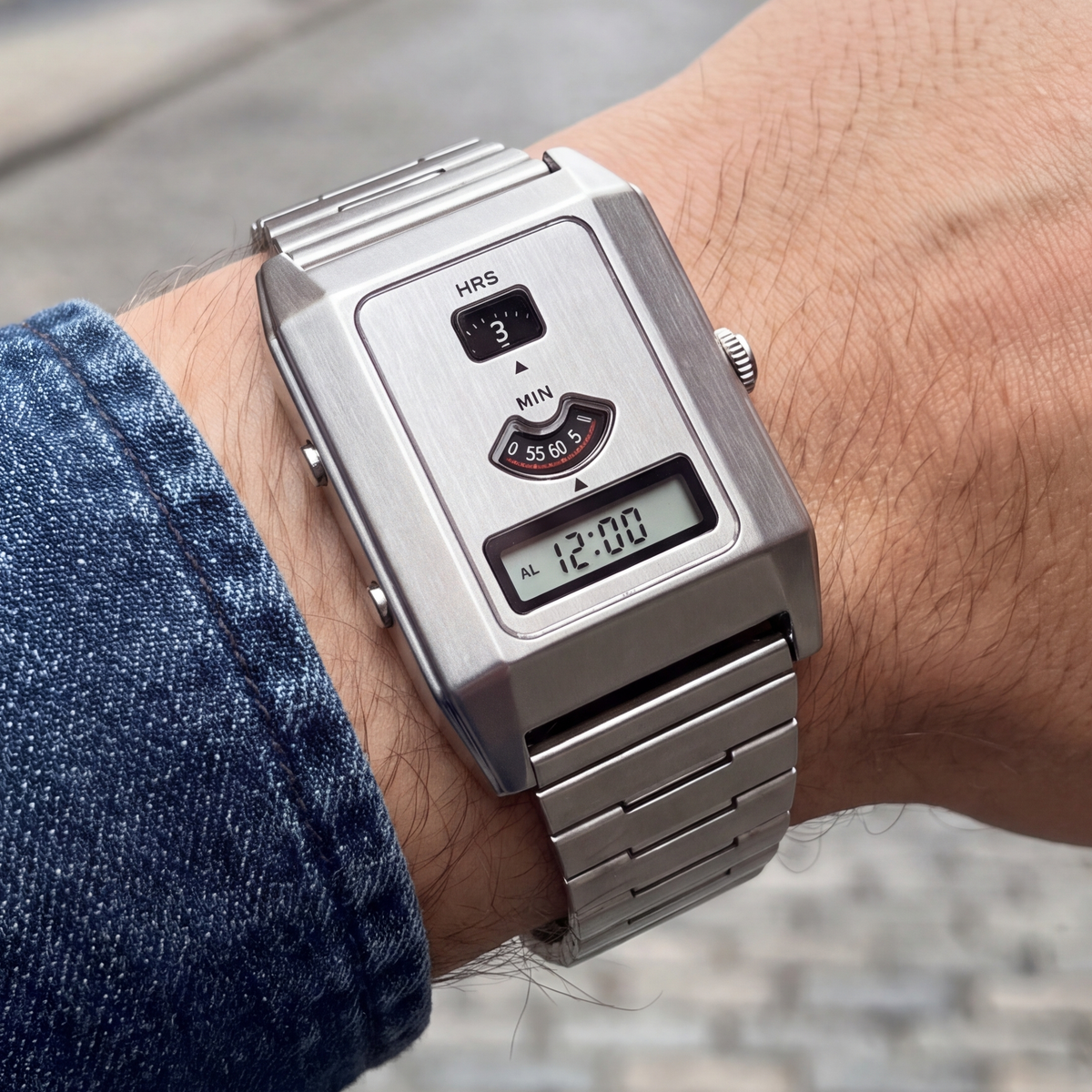 Halden Digital Alarm Watch Silver — on model