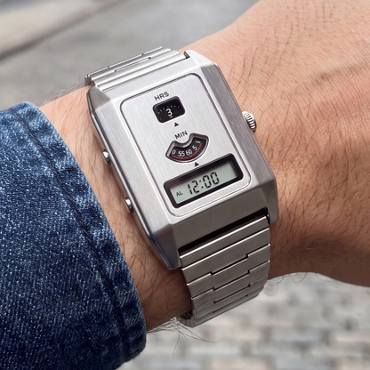 Halden Digital Alarm Watch Silver — on model