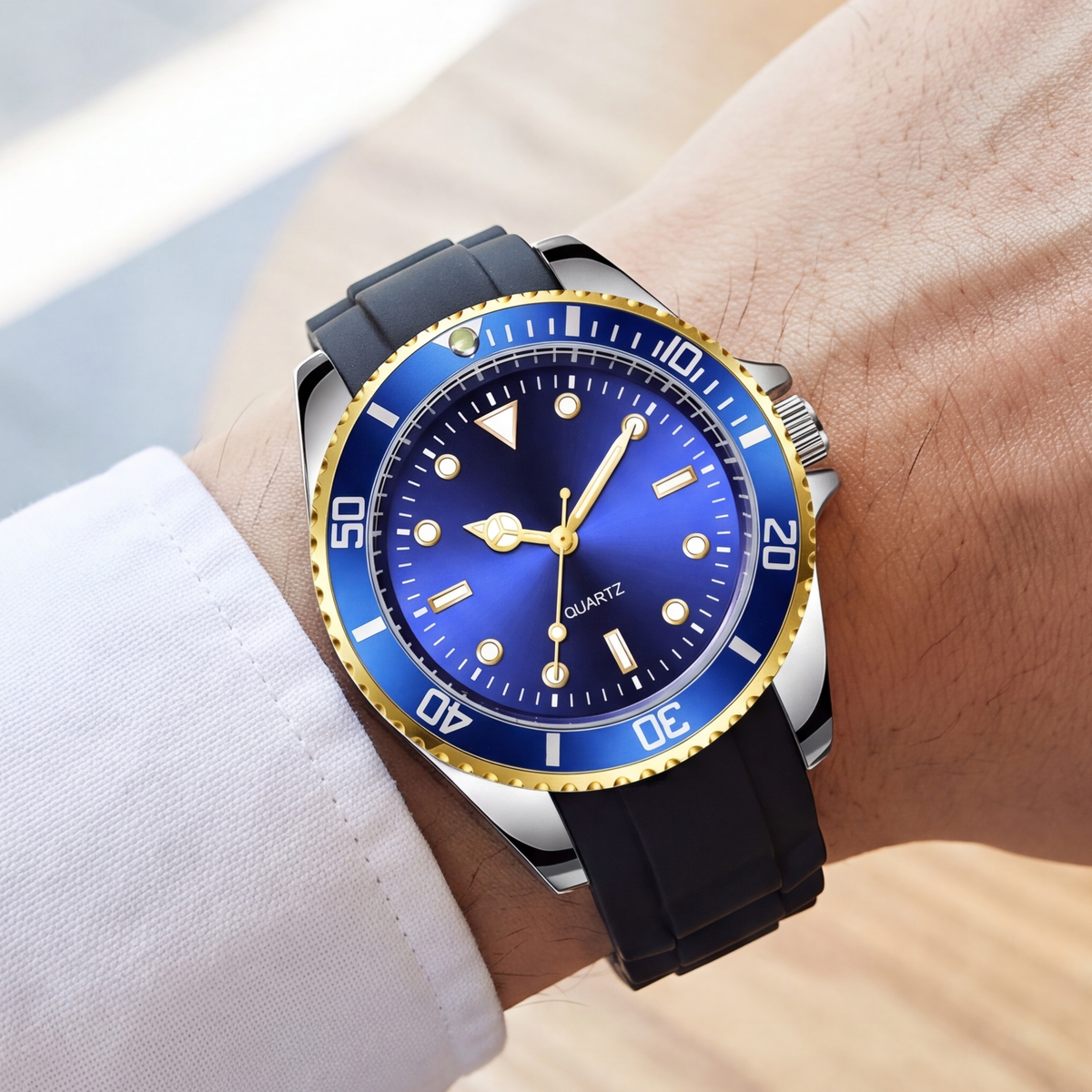 Harbor Watch Blue Gold — on model