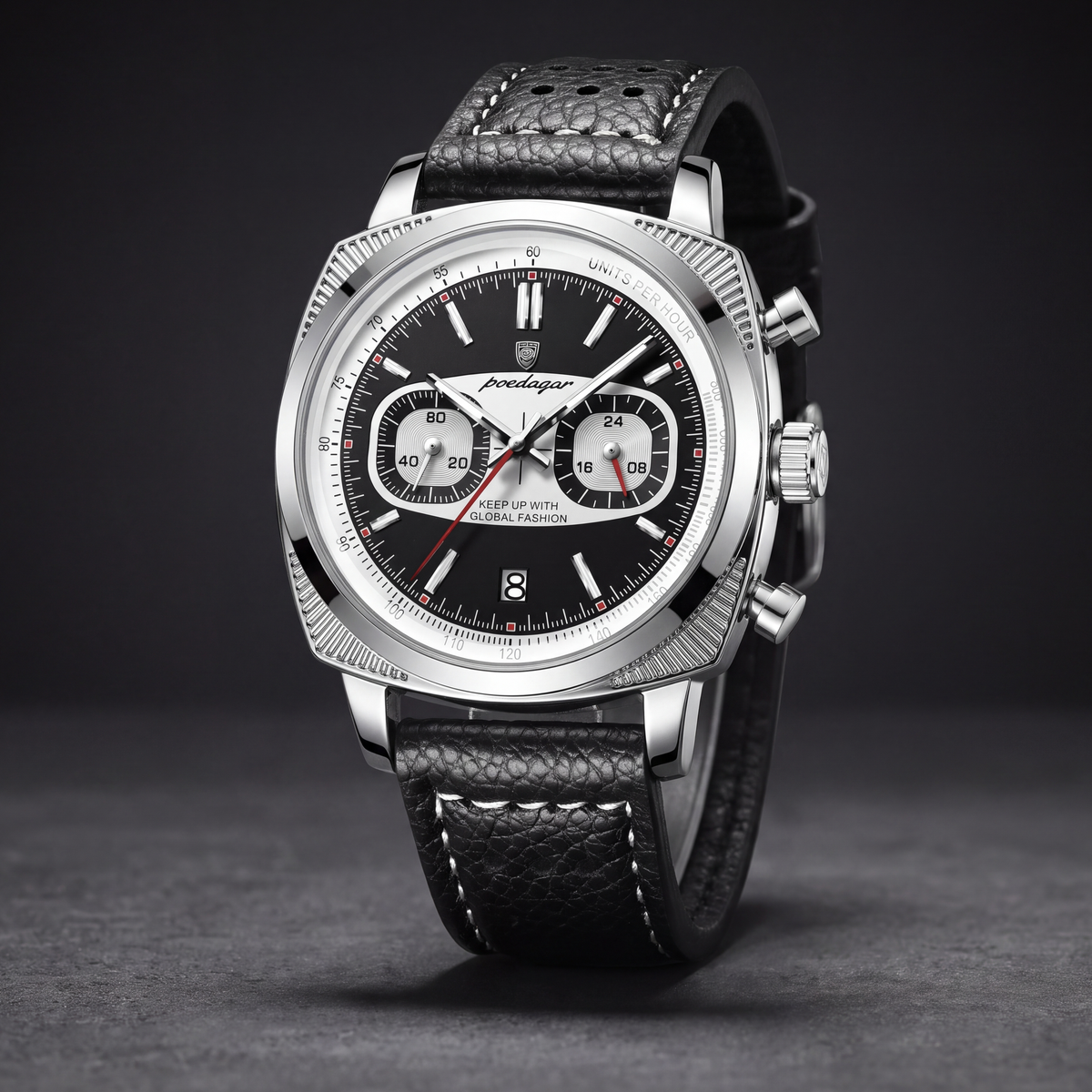 Henley Steel Chrono Watch Black — studio