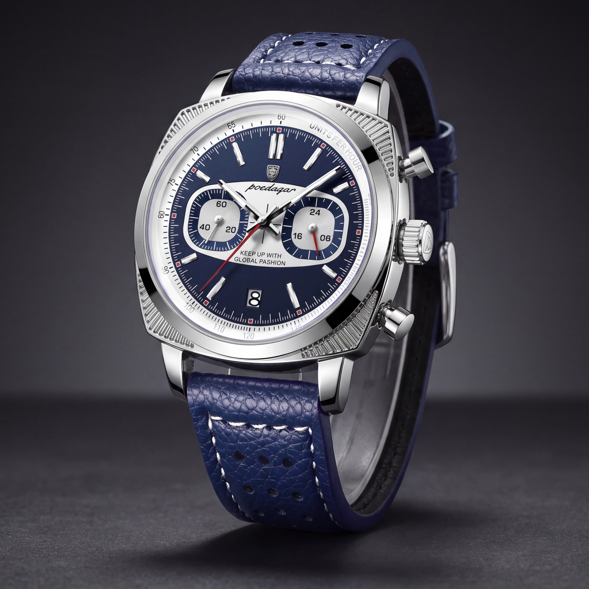 Henley Steel Chrono Watch Blue — studio