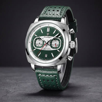 Henley Steel Chrono Watch Green — studio