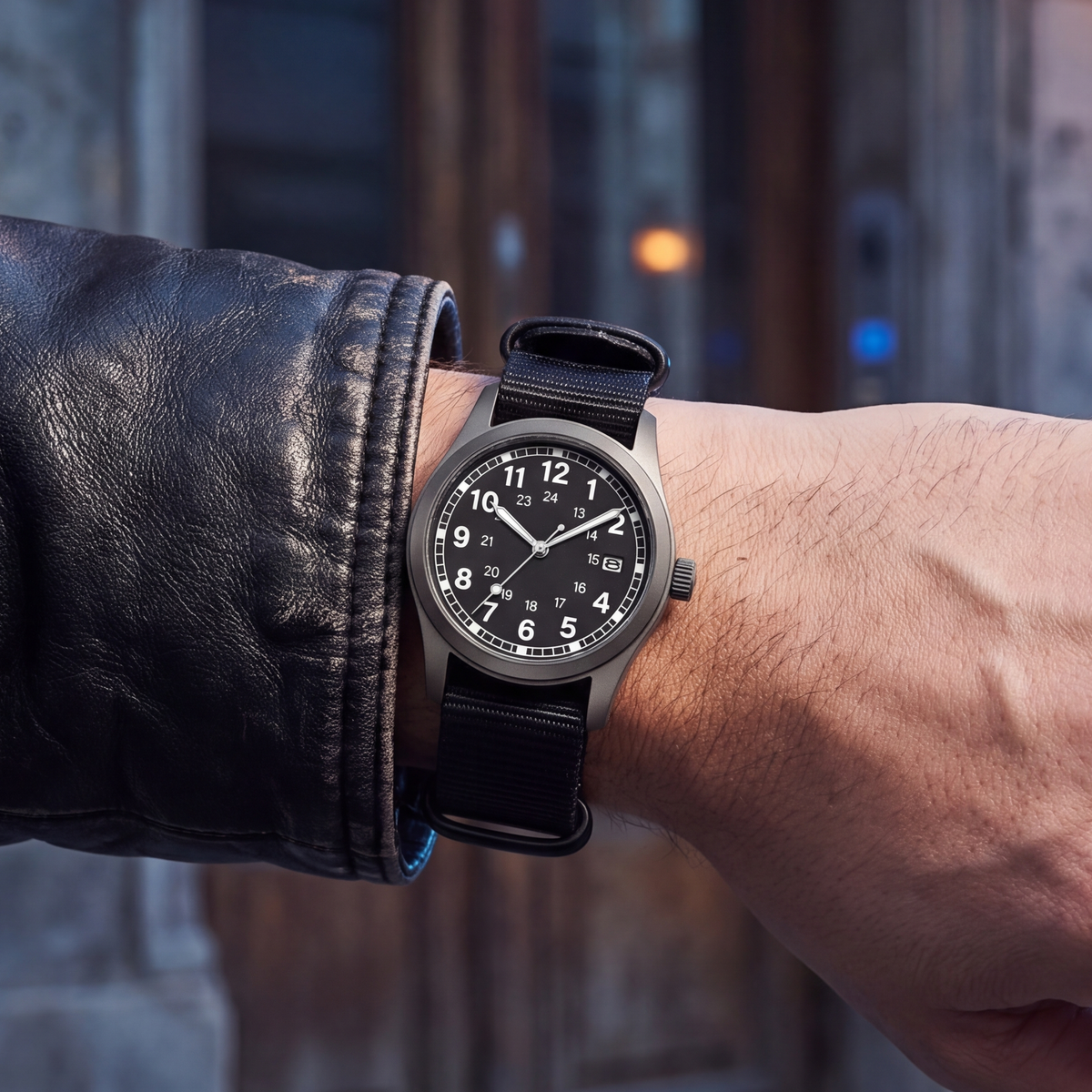 Josie-Field-Watch Black — on model