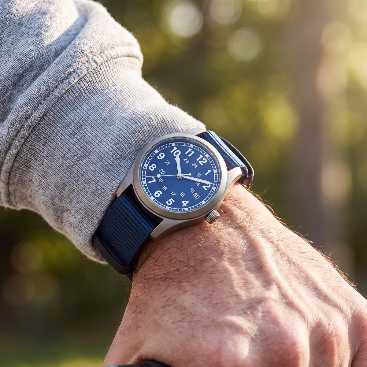 Josie-Field-Watch Navy — on model