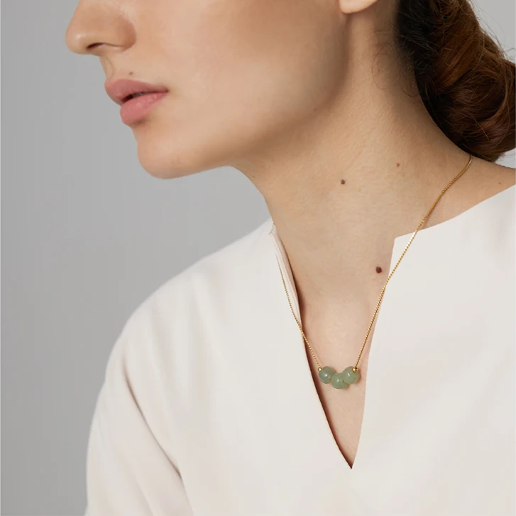 Juniper-Aventurine-Pendant-Necklace Green Aventurine — on model