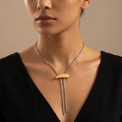 Kai-Two-Tone-Slide-Necklace Two Tone — on model