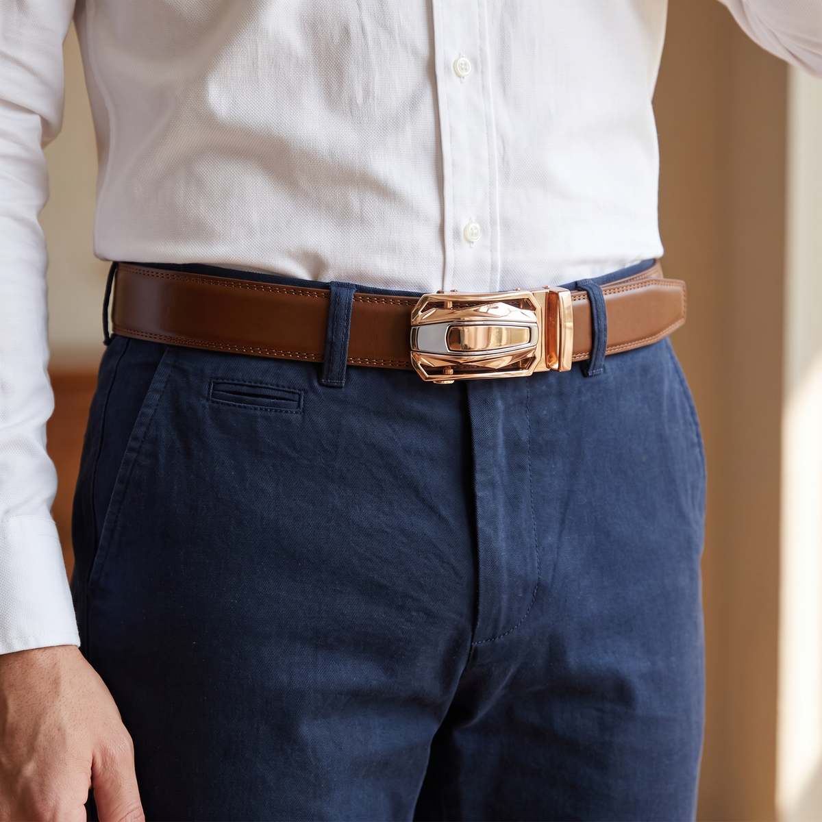 Kendall Leather Auto-Lock Belt Brown — mkt1