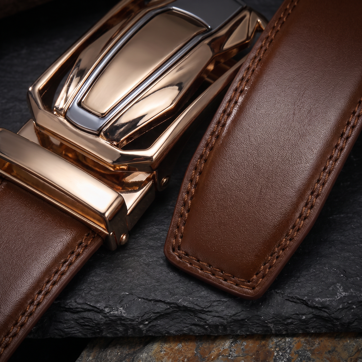 Kendall Leather Auto-Lock Belt Brown — mkt4