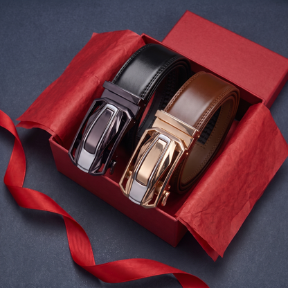 Kendall Leather Auto-Lock Belt Set — studio