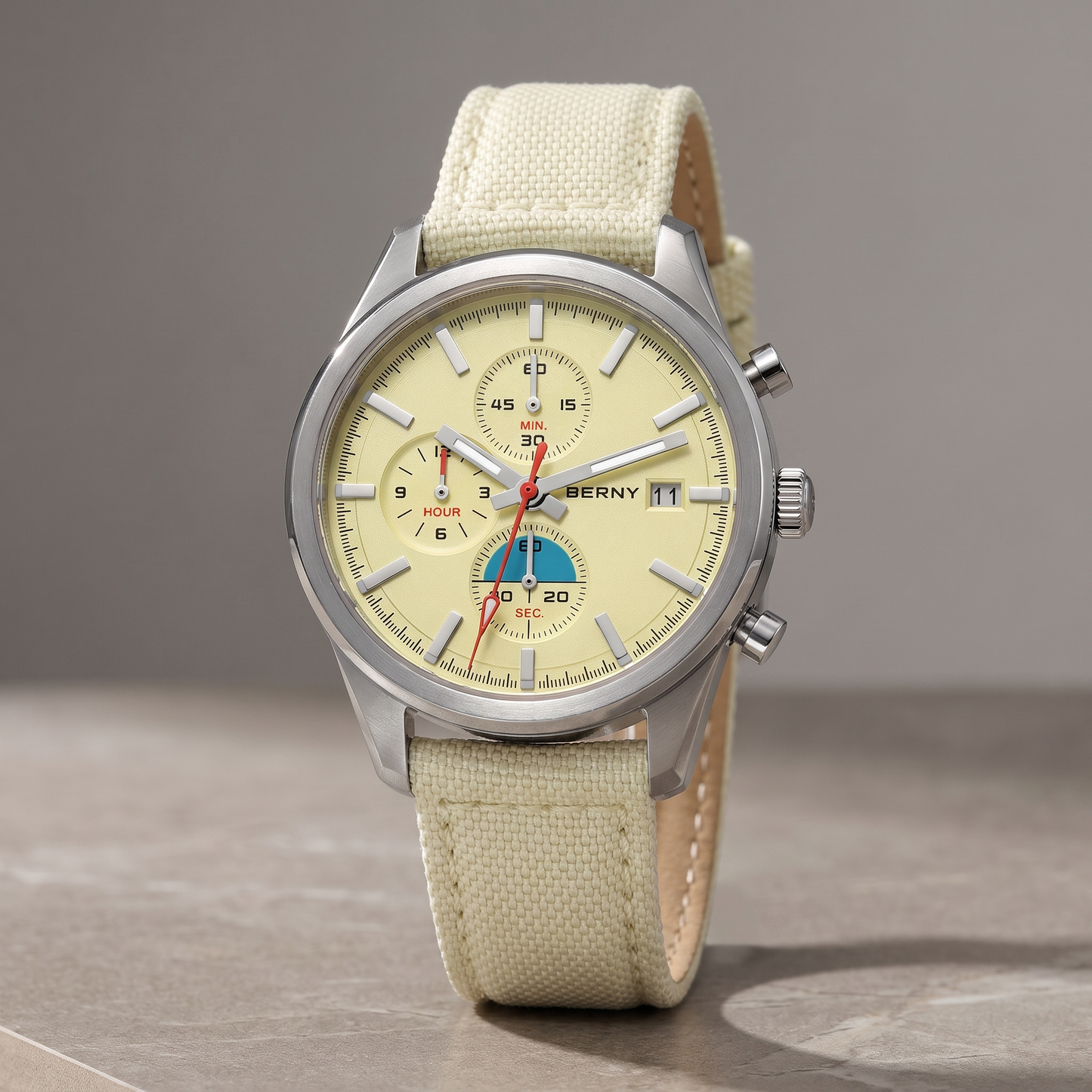 Kestrel-Chronograph-Sport-Watch Cream — flatlay 5