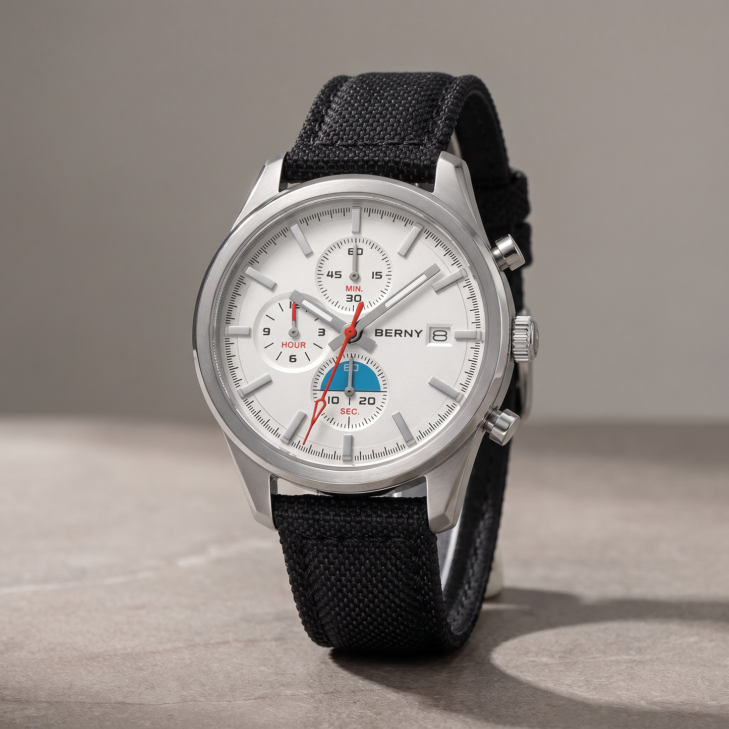 Kestrel-Chronograph-Sport-Watch Silver Black — flatlay 10