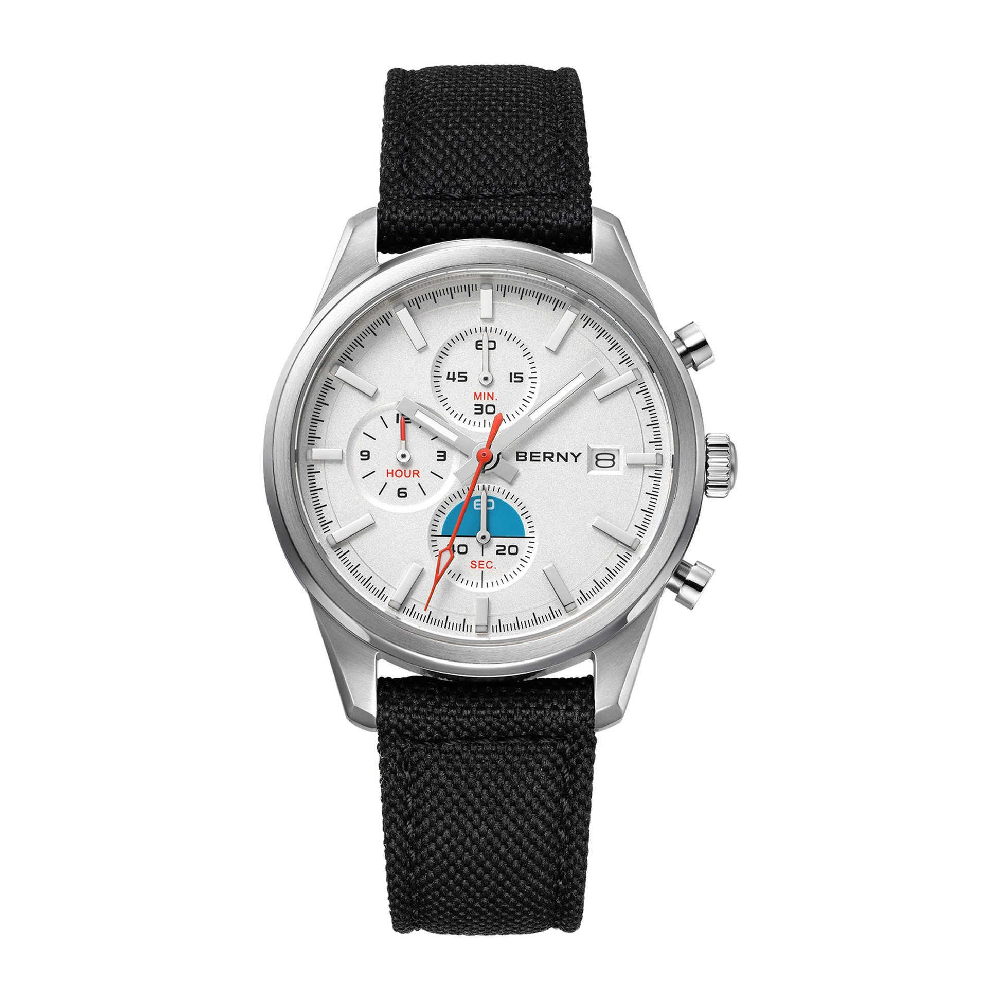 Kestrel Chronograph Sport Watch in Silver with black strap