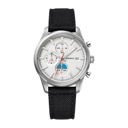 Kestrel Chronograph Sport Watch in Silver with black strap