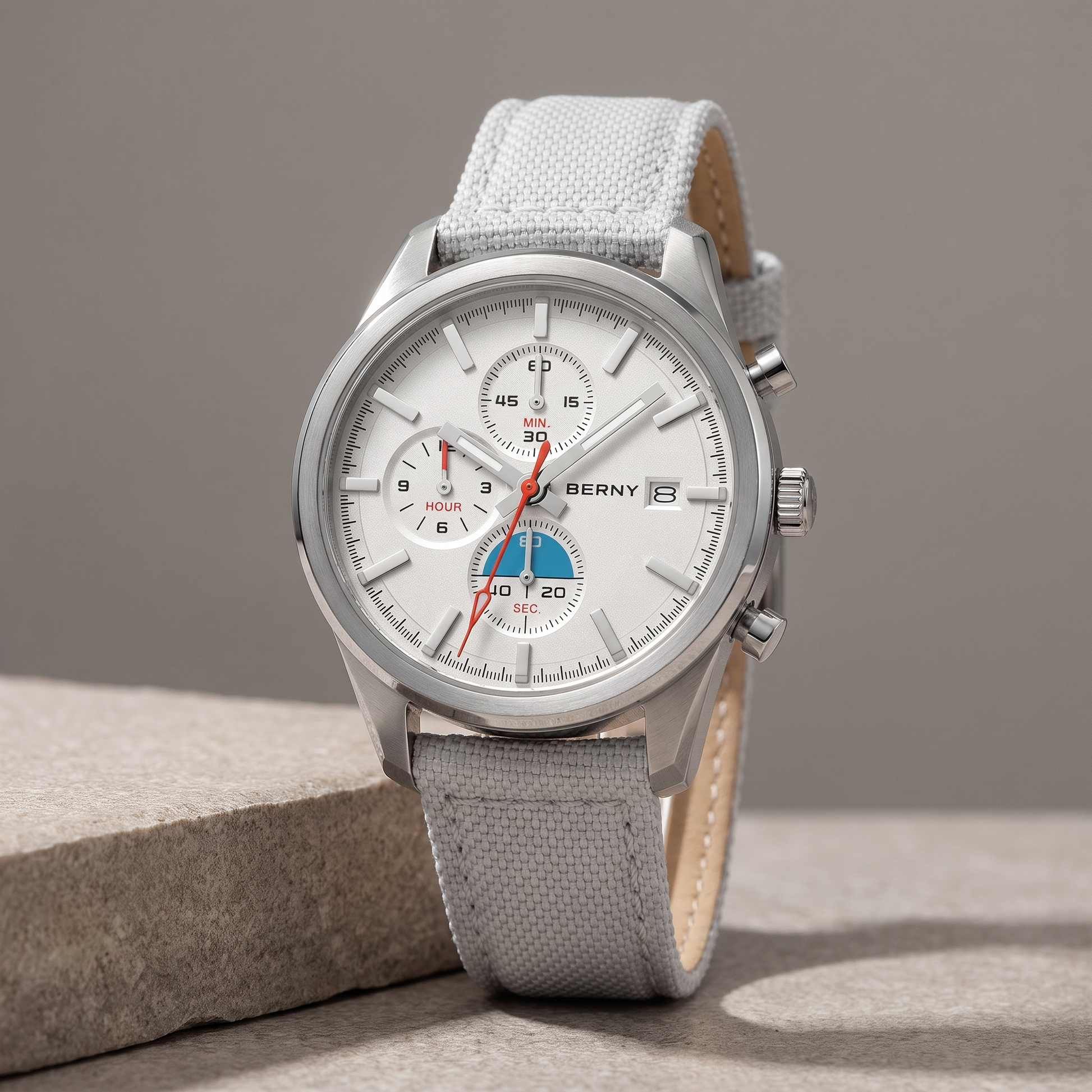 Kestrel-Chronograph-Sport-Watch Silver Grey — flatlay 3