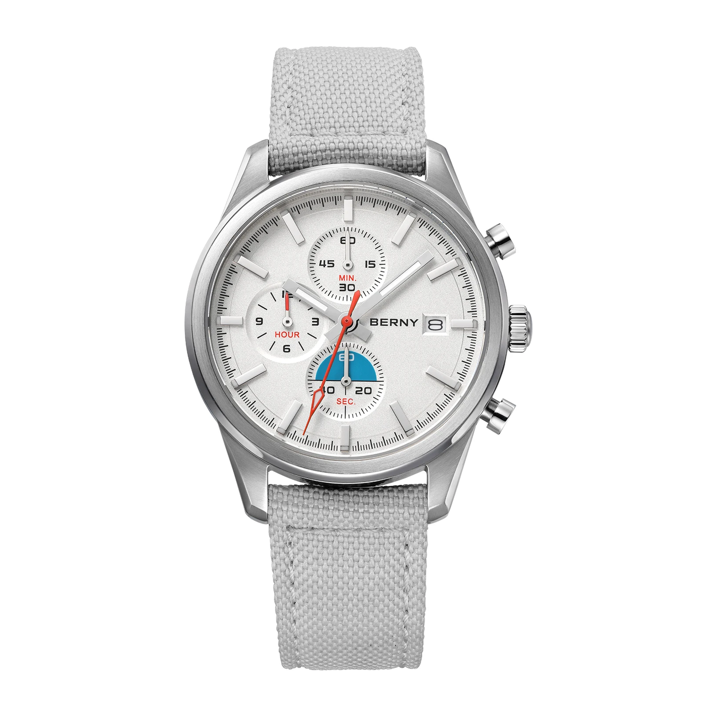Kestrel Chronograph Sport Watch in Silver with grey strap