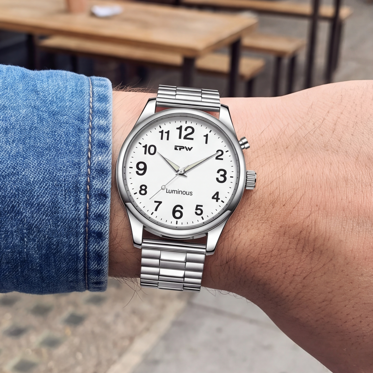 Lantern Watch Stretch Band — on model