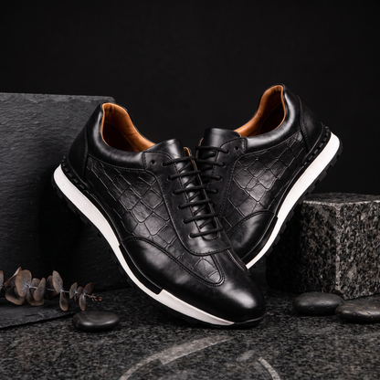 Luca Leather Sneakers Black — flatlay 2