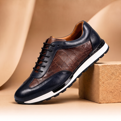 Luca Leather Sneakers Navy Brown — studio