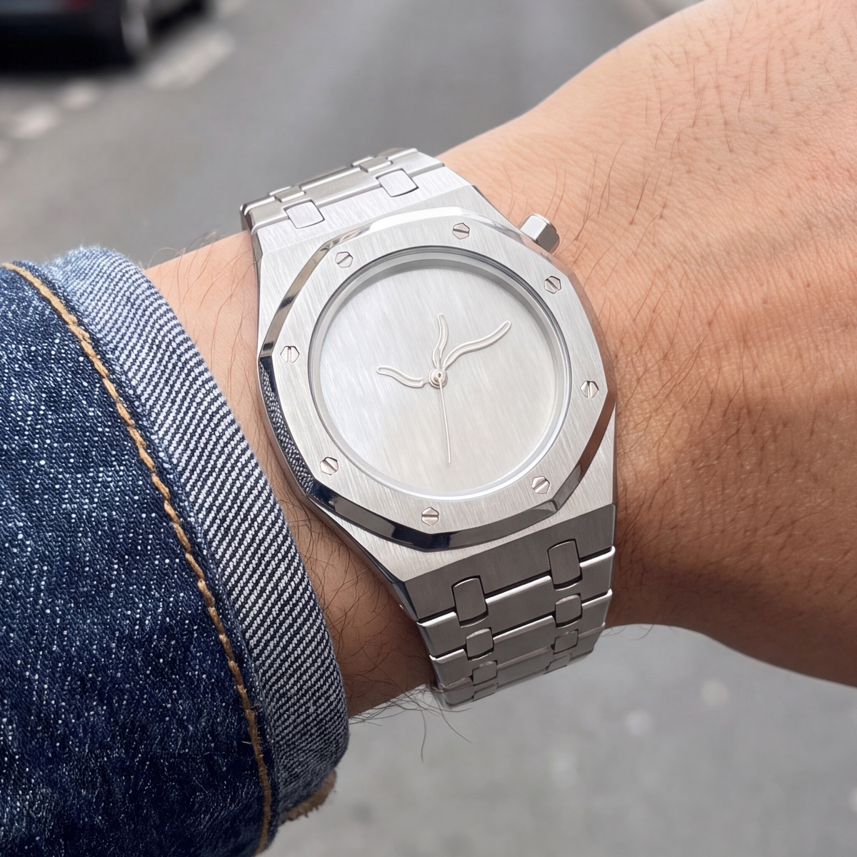 Lucid Steel Watch White — on model