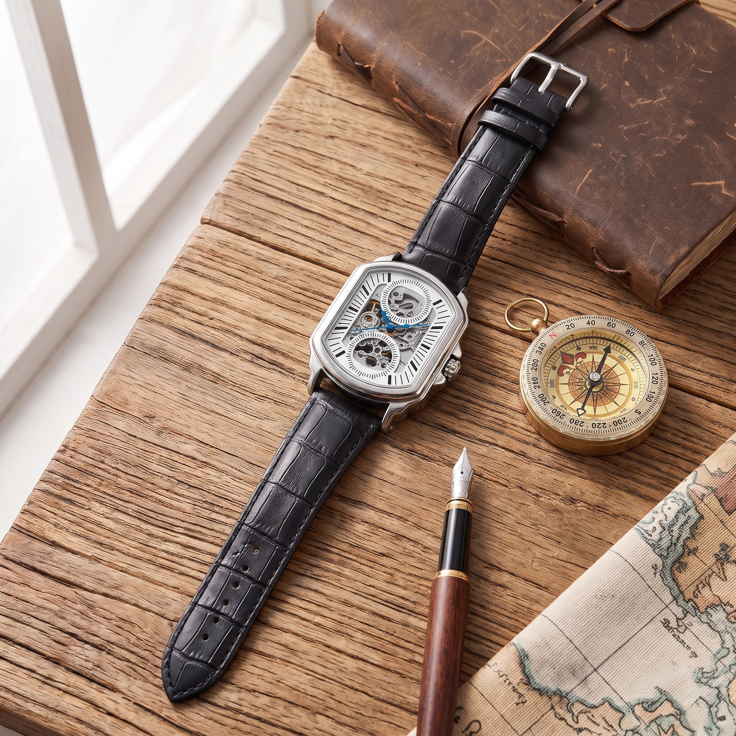 Ludlow Skeleton Watch Silver Ivory — flatlay 1